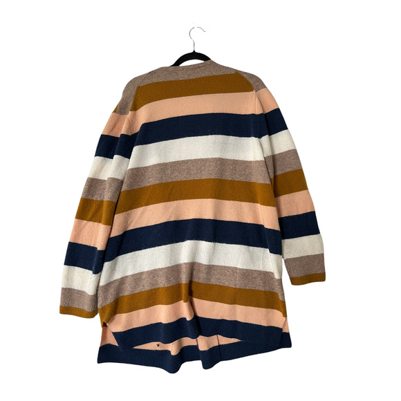 MADEWELL Striped Kent Open Front Knit Cardigan Pockets Multicolor Womens Large - Picture 3 of 5